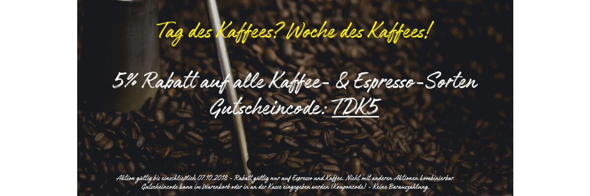 Tag des Kaffees 2018 - 5% Rabatt bei SlowCoffee.de - 