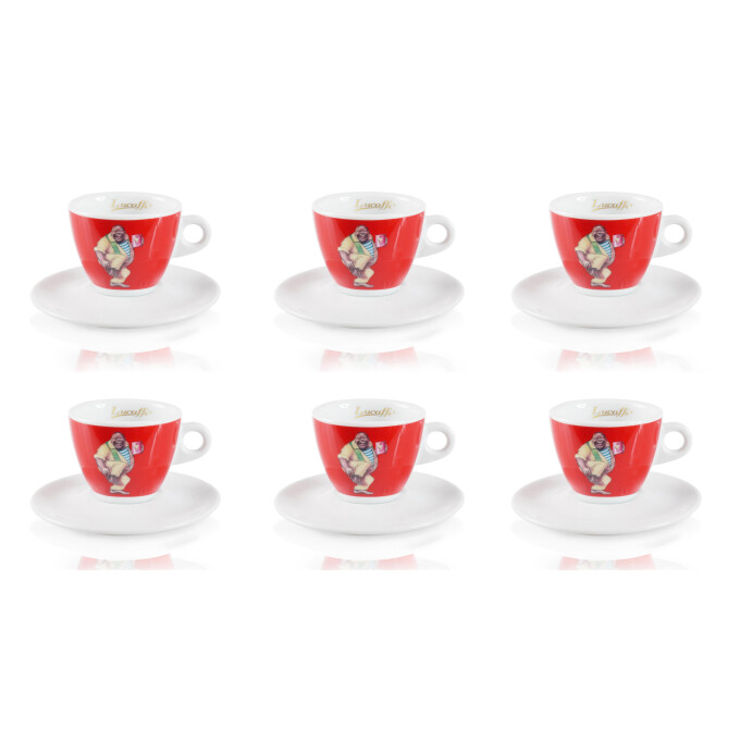 Sparset: 6x Lucaffe Cappuccinotasse Classico rot - Kaffeetasse 6er Set