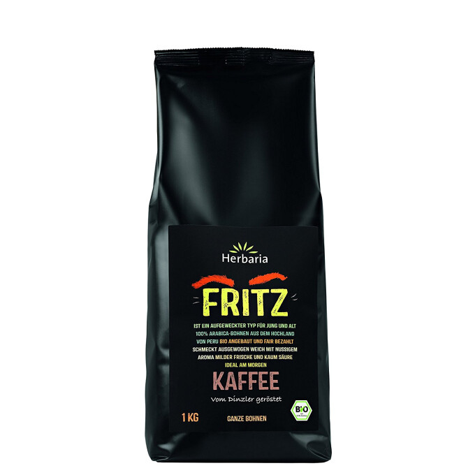 Herbaria Bio Kaffee Fritz, 1kg, ganze Bohne - DE-ÖKO-006