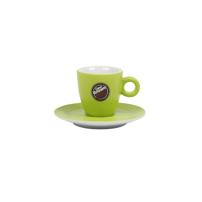 Caffè Vergnano Bio Espressotasse in grün - mit Unterteller
