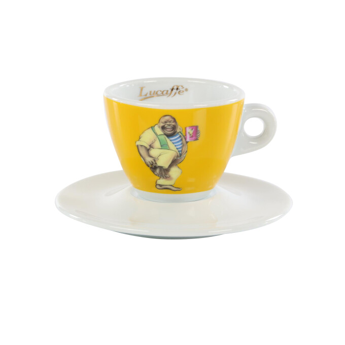 Lucaffe Cappuccinotasse gelb - Logo Classico
