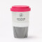Dinzler Kaffeerösterei - Kaffeebecher To Go Porzellan mit Dinzler Logo, Deckel mit Verschlusslasche