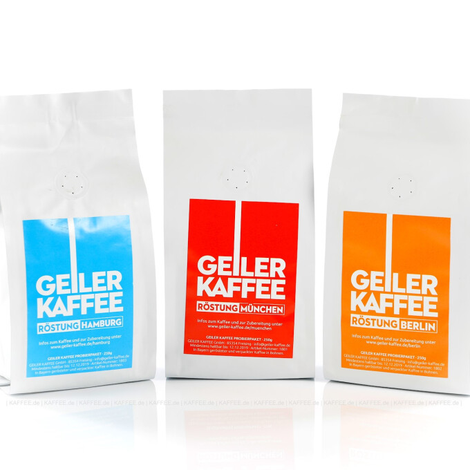 Probierpaket GEILER KAFFEE 3x 250 g 1x 750 g Kaffeebohnen